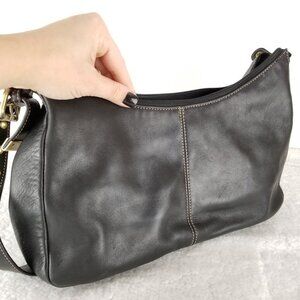 Vintage‎ Etienne Aiger Black Leather Hobo Shoulder Bag 《340》P